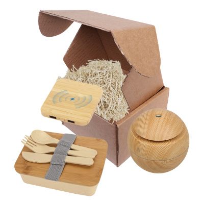 Подарочный набор "Бамбук": ланч-бокс, usb-хаб, увлажнитель