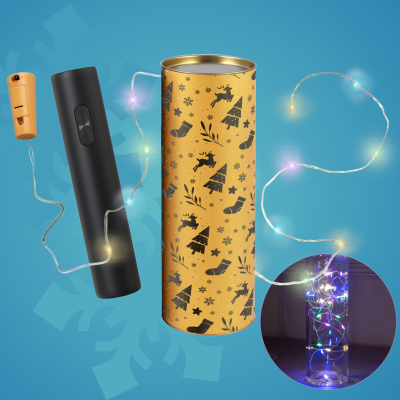 Подарочный набор "Винное настроение": электрический штопор, гирлянда-пробка, тубус