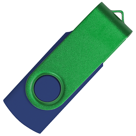 Флеш накопитель USB 2.0 Twister Сolor Mix 16GB, пластик Софт Тач/металл, темно-синий/зеленый