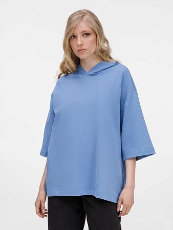 Футболка оверсайз унисекс с капюшоном Neofit, синяя, размер M/L