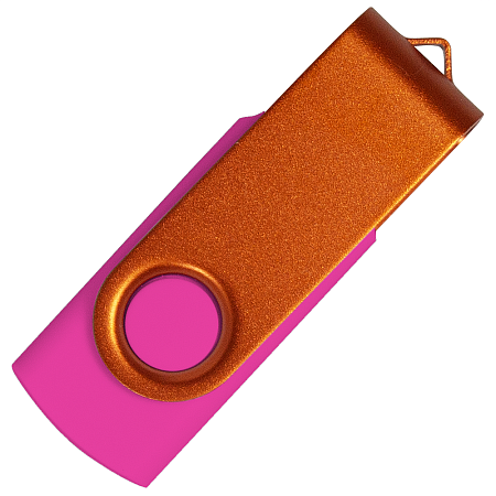 Флеш накопитель USB 2.0 Twister Сolor Mix 16GB, пластик Софт Тач/металл, розовый/оранжевый