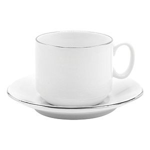 Чайная пара фарфоровая 220см³ экспресс Платиновый в коробке