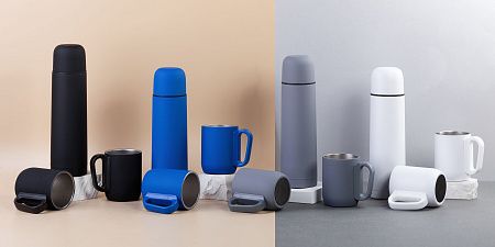 Набор "Гейзер" (термос, 2 кружки), покрытие пудра