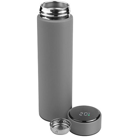 Термос TIM SOFT с индикатором температуры 420мл. Серый 6400.23