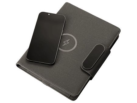 Подарочный набор «Twilight»: органайзер А5 с беспроводной зарядкой и металлическая шариковая ручка со светящимся логотипом