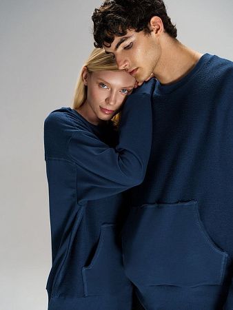 Свитшот оверсайз унисекс Vozduh, темно-синий, размер XL/2XL