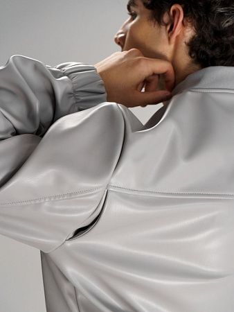 Бомбер из искусственной кожи Univer, серый, размер M/L