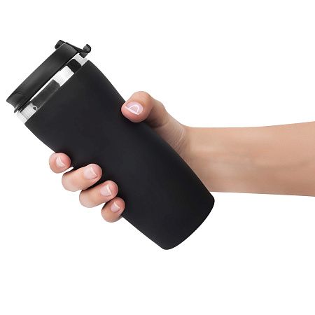 Термокружка SLIM SOFT COLOR 350мл. Черная с черной крышкой 6030.08