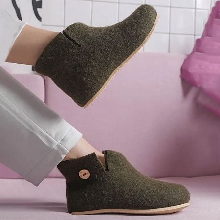 Домашние валенки Wild, зеленые (олива), размер 41