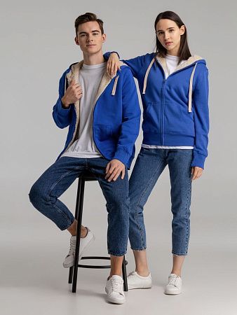 Толстовка унисекс на молнии Sherpa 280, ярко-синяя, размер L