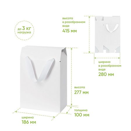 Подарочная коробка-пакет универсальная малая, белая
