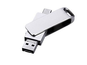 USB 3.0-флешка на 32 Гб 3-в-1 с разъемами Micro USB и USB-C, цвет: серебристый