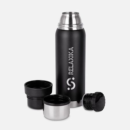Термос Relaxika 750 со стикерпаком, черный
