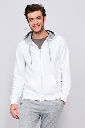 Толстовка мужская на молнии Soul Men 290 с контрастным капюшоном, белая, размер S