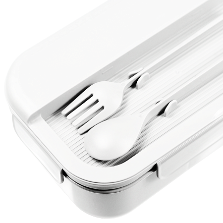 Герметичный контейнер для еды (ланч бокс) BON VOYAGE, пластиковый, белый с оранжевым элементом , 1100 мл.