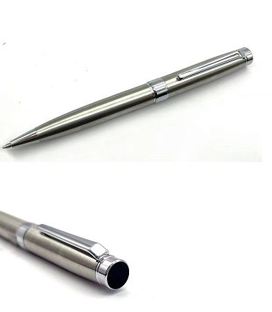 Ручка шариковая глянцевая Grand Diplomat металлическая, серебристая/серебристая