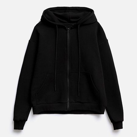 Толстовка унисекс оверсайз на молнии Zippy Terry, черная, размер XS/S