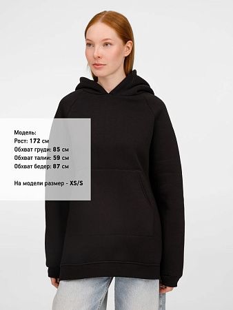 Худи унисекс оверсайз Easy Street, черное, размер XS/S