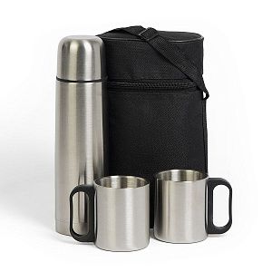 Термос, 2 кружки в чехле: 26х16х10 см; термос 500 мл; кружки 220 мл; металл, нейлон