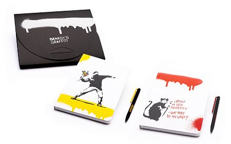 Набор Pininfarina Banksy Метатель цветов: шариковая ручка GrafeeX и блокнот линованный из каменной б