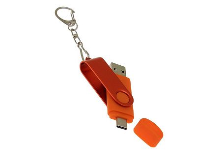 USB 3.0- флешка на 64 Гб с поворотным механизмом и дополнительным разъемом Type-C