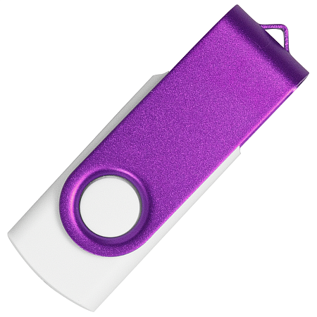 Флеш накопитель USB 2.0 Twister Сolor Mix 16GB, пластик Софт Тач/металл, белый/фиолетовый