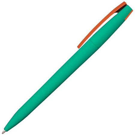 Ручка шариковая, пластиковая софт-тач, Zorro Color Mix зеленая/оранжевая
