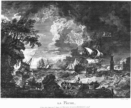 Гравюра "Рыбная ловля"
