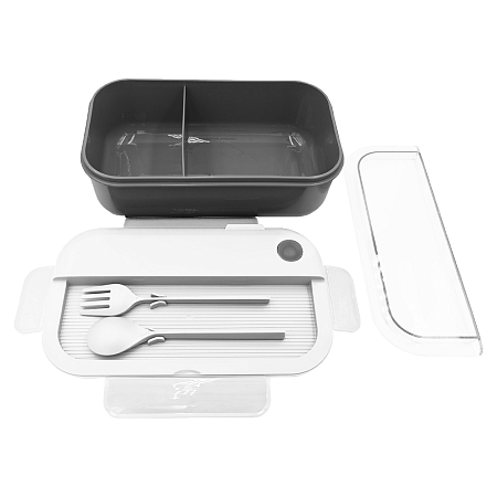 Герметичный контейнер для еды (ланч бокс)  BON VOYAGE, пластиковый, бело-серый, 1100 мл.