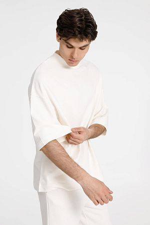 Футболка оверсайз унисекс T9, молочно-белая, размер XS/S