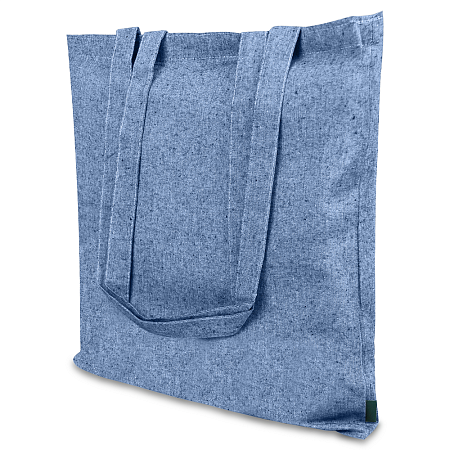 Сумка из переработанного хлопка Caravan Recycled Melange 140, плотность 140 г/м2, синяя