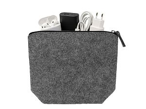 Органайзер для электроники и проводов «Felt» из RPET-фетра, цвет: серый