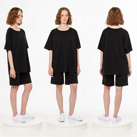 Футболка унисекс оверсайз T2, черная, размер XS/S