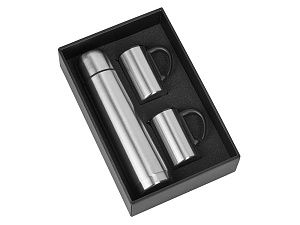 Набор «Коретто»: термос и 2 термокружки v.2, цвет: серебристый