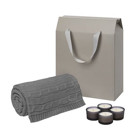 Подарочный набор Sento, Fado, серый (свечи, плед)
