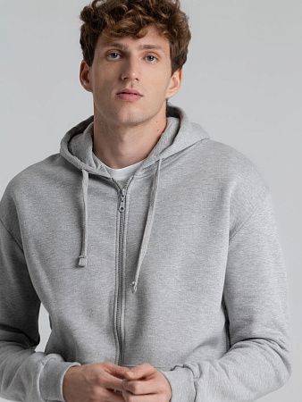 Толстовка на молнии с капюшоном Unit Siverga Heavy, серый меланж, размер XS