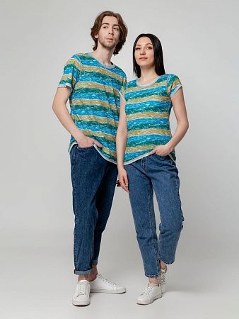 Футболка мужская Rayet двусторонняя, голубая с зеленым, размер S