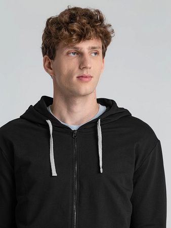 Толстовка на молнии с капюшоном Unit Siverga, черная, размер XS