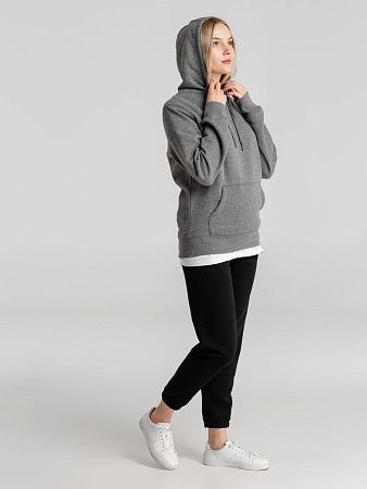 Толстовка с капюшоном унисекс King, темно-серый меланж, размер M