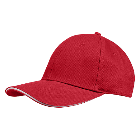 Кепка 6-панельная Oxford 300, c белым сендвичем, красная