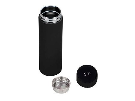 Термос вакуумный стальной Urban двухстеночный с медной изоляцией  450 мл, крышка с дисплеем, черный софт тач