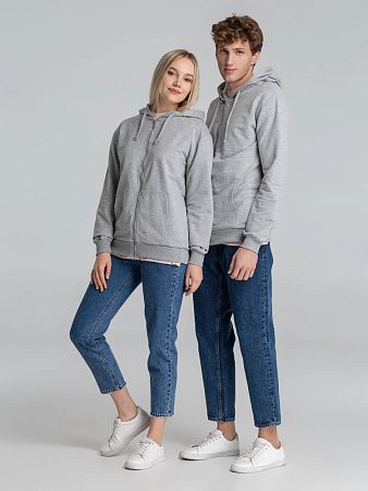 Толстовка на молнии с капюшоном Unit Siverga, серый меланж, размер XS