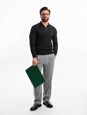 Рубашка поло мужская с длинным рукавом Terrazzo, черная, размер S/M