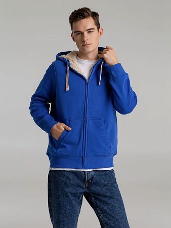 Толстовка унисекс на молнии Sherpa 280, ярко-синяя, размер L