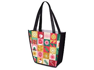 Сумка для шопинга с донной складкой и ручкой из нетканого PET материала, цвет: многоцветный