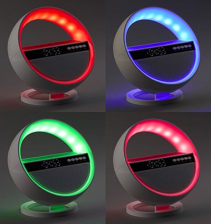 Bluetooth колонка "Smart Orb" 5Вт с беспроводным (15W) ЗУ, лампой, часами, FM радио