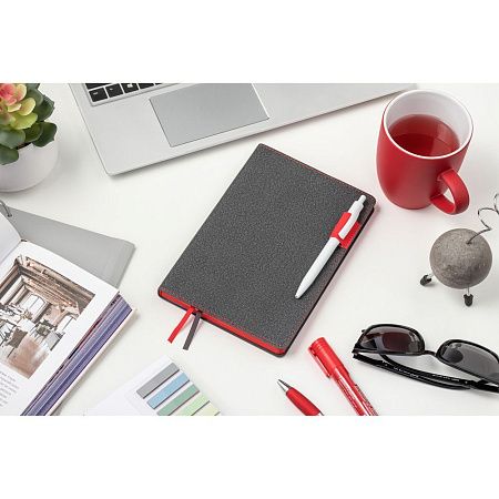 Ежедневник Flexy Freedom Ostende А5, темно-серый/красный, недатированный, в гибкой обложке
