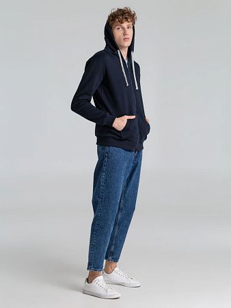 Толстовка на молнии с капюшоном Unit Siverga Heavy, темно-синяя, размер XS