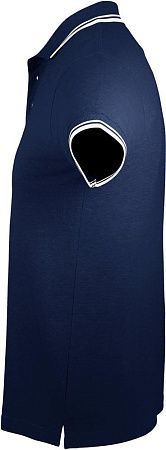 Рубашка поло мужская Pasadena Men 200 с контрастной отделкой, темно-синяя с белым, размер 3XL
