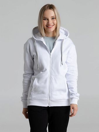 Толстовка на молнии с капюшоном Unit Siverga Heavy, белая, размер XS v2